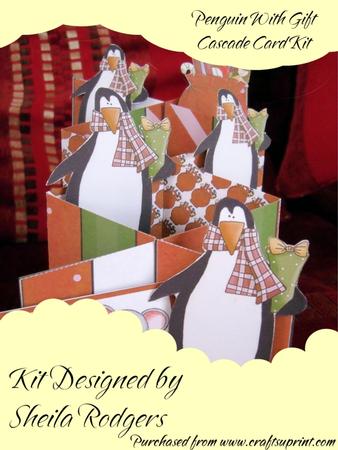Penguin with Gift Cascade Card Kit