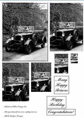 Black and White Vintage Car