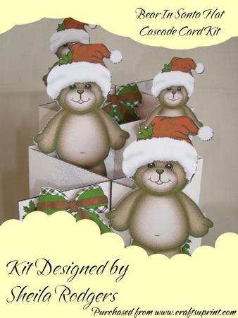 Bear in Santa Hat Cascade Card Kit