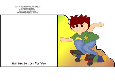 Boy on Skateboard Cut and Fold