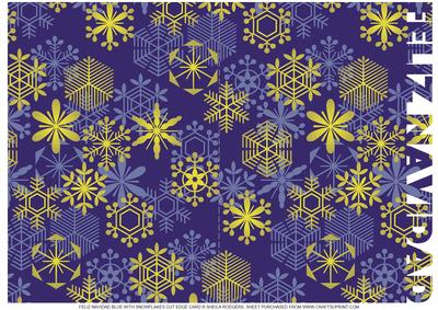 Feliz Navidad Blue with Snowflakes Cut Edge Card