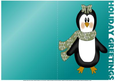 Penguin Holiday Greetings Cut Edge Card