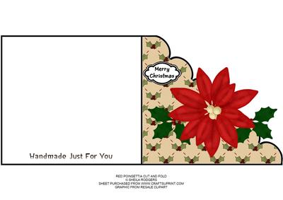 Red Poinsettia Cut and Fold Card