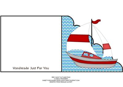 Red Yacht Cut and Fold Card