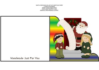 Santa Checking His List Cut and Fold Card