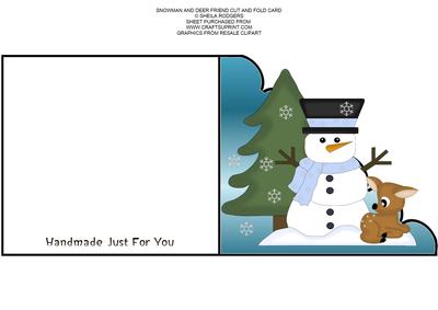 Snowman and Deer Friend Cut and Fold Card