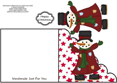 Snowman in Red Coat Cut and Fold Card