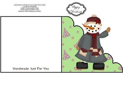Snowman in Star Hat Cut and Fold Card