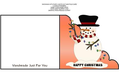 Snowman with Fairy Lights Cut and Fold Card