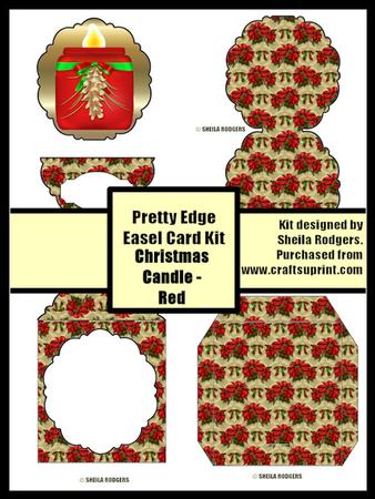 Pretty Edge Easel Card Kit Christmas Candle - Red