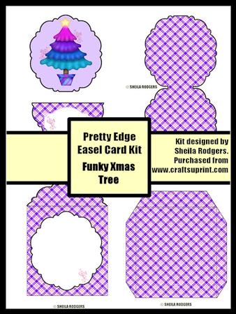 Pretty Edge Easel Card Kit Funky Xmas Tree