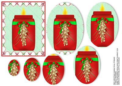 Red Christmas Candle Oval Pyramid