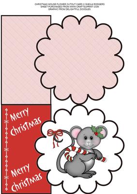 Christmas Mouse Flower Cutout Card