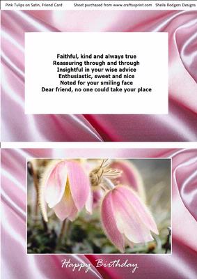 Pink Alpines on Satin, Friend Card