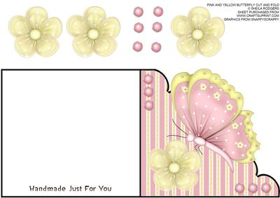 Pink and Yellow Butterfly Cut and Fold