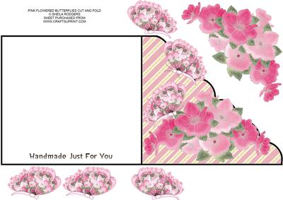 Pink Flowered Butterflies Cut and Fold