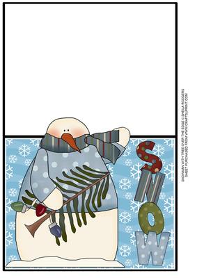 Snowman with Tree Over the Edge