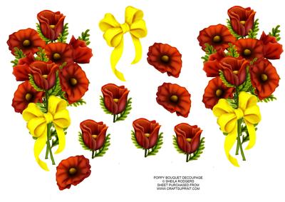Poppy Bouquet Decoupage