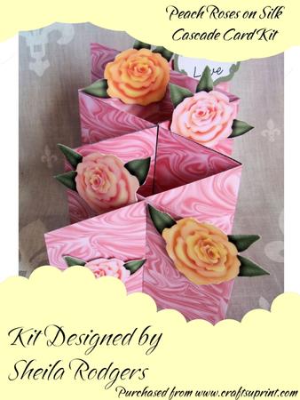 Peach Roses on Silk Cascade Card Kit