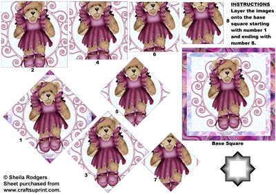 Bear in Plum Dress Star Pyramid
