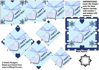 Blue Heart Christmas Star Pyramid