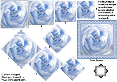 Blue Rose with Diamond and Lace Star Pyramid