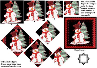 Snowman on Red and Black Star Pyramid