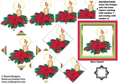 Candle with Poinsettia Star Pyramid