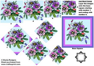 Flowers in Purples and Pinks Star Pyramid