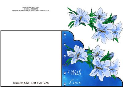 Blue Floral Cut and Fold