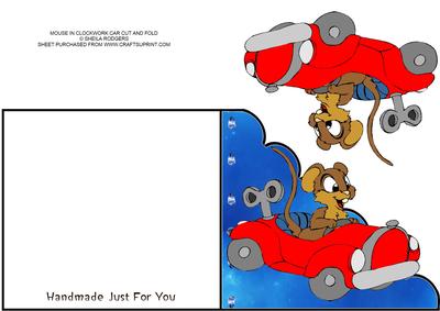 Mouse in Clockwork Car Cut and Fold