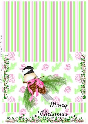 Bird on Fir Cones Column Fold