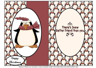 Penguin Friend Oval Fold Back