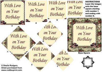 Vintage Floral Birthday Star Pyramid