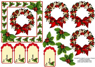 Poinsettia Wreath in Holly Frame
