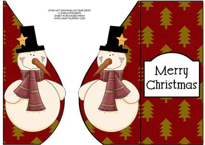 Star Hat Snowman on Tear Drop