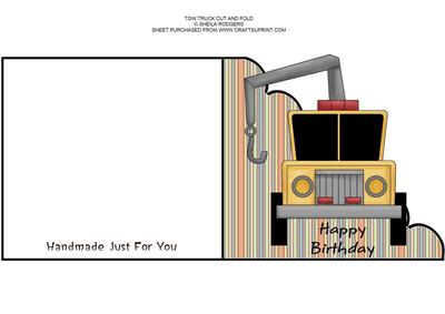 Tow Truck Cut and Fold Card
