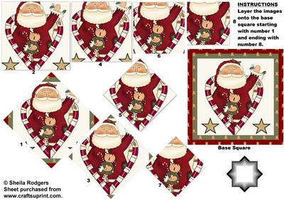 Santa with Doll in Candy Canes Star Pyramid