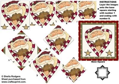 Santa with Gingerbread Men in Candy Cane Star Pyramid