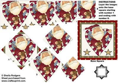 Santa with Teddy in Candy Canes Star Pyramid