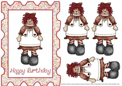 Raggedy Ann in Floral Frame