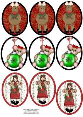 Nine Christmas Oval Toppers