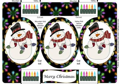 Snowman with Fairy Lights Oval Pop Out