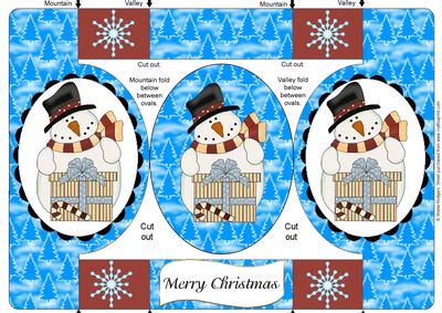 Snowman with Gift Oval Pop Out