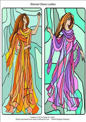 Stained Glass Ladies, to Fit Large Dl Cards.