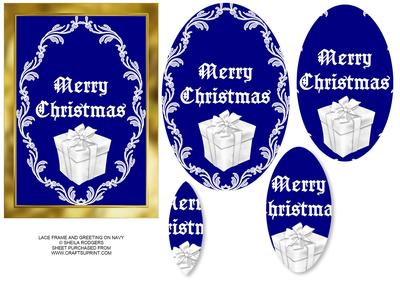 Lace Frame and Greeting on Navy