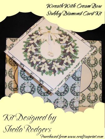 Wreath with Cream Bow Stubby Diamond Card Kit