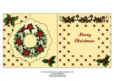 Christmas Wreath Scalloped Foldback Card