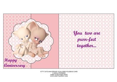 Kitty Cats Anniversary Scalloped Foldback Card