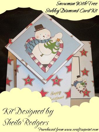 Snowman with Tree Stubby Diamond Top Card Kit